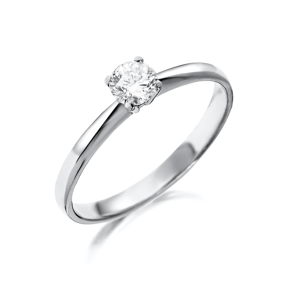 Solitario de oro blanco 18K y diamante