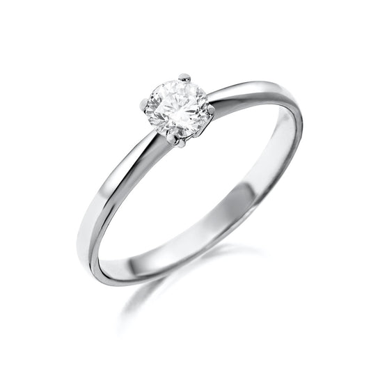 Solitario de oro blanco 18K y diamante