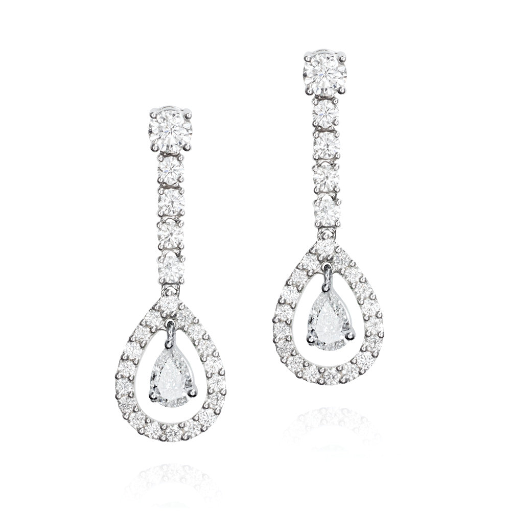 Pendientes largos de oro 18K con diamantes 1,75 cts