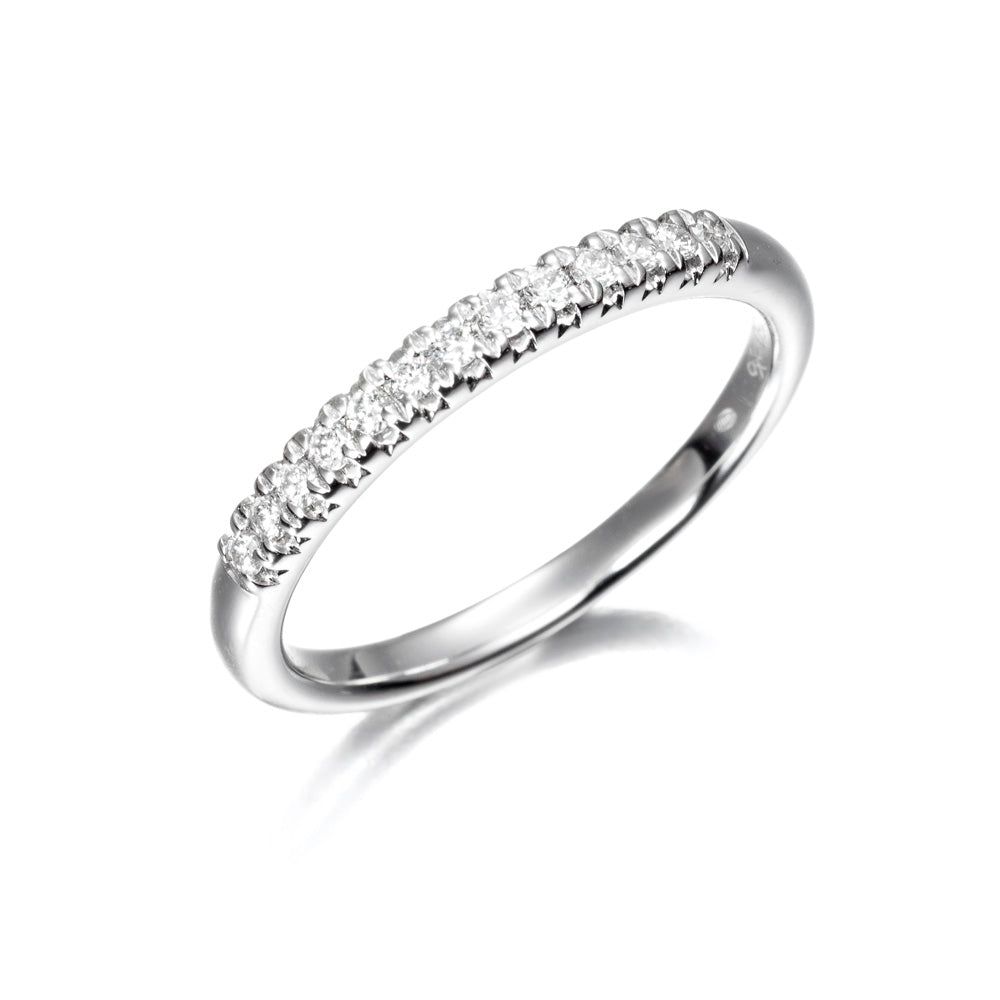 Anillo media alianza oro blanco 18 kilates y diamantes