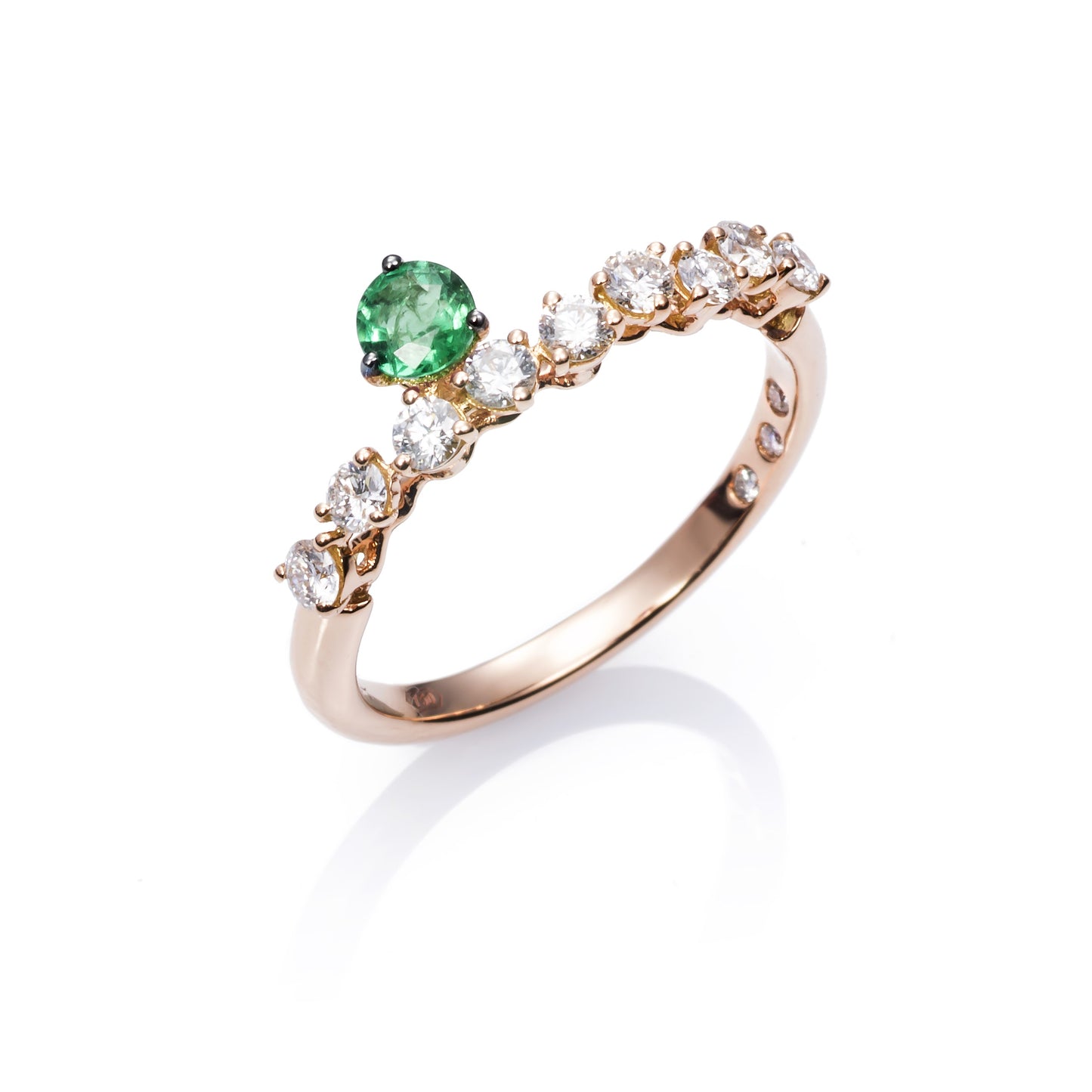Anillo Más de mi de oro 18K con diamante y esmeralda