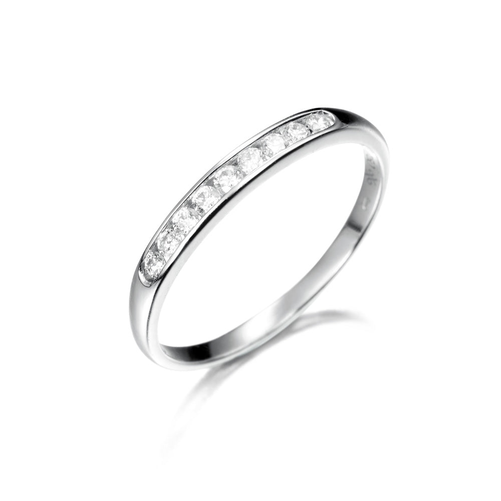 Media alianza oro 18K con diamantes 0,18cts en carril
