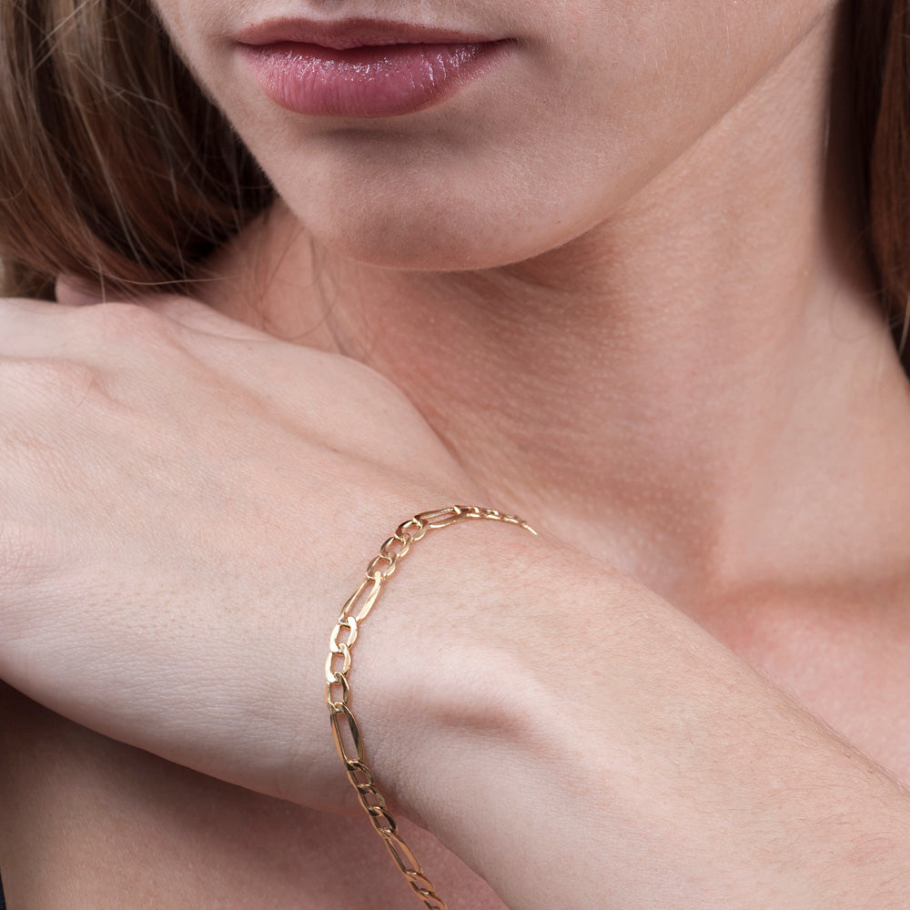 Pulsera 3x1 de oro 18K de 1mm de calibre