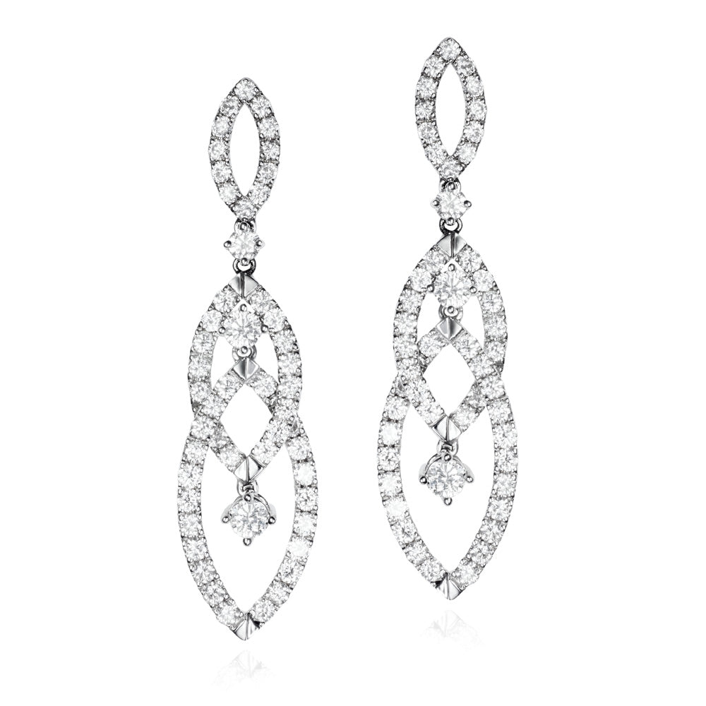 Pendientes largos oro 18K diamantes 3,08 cts.