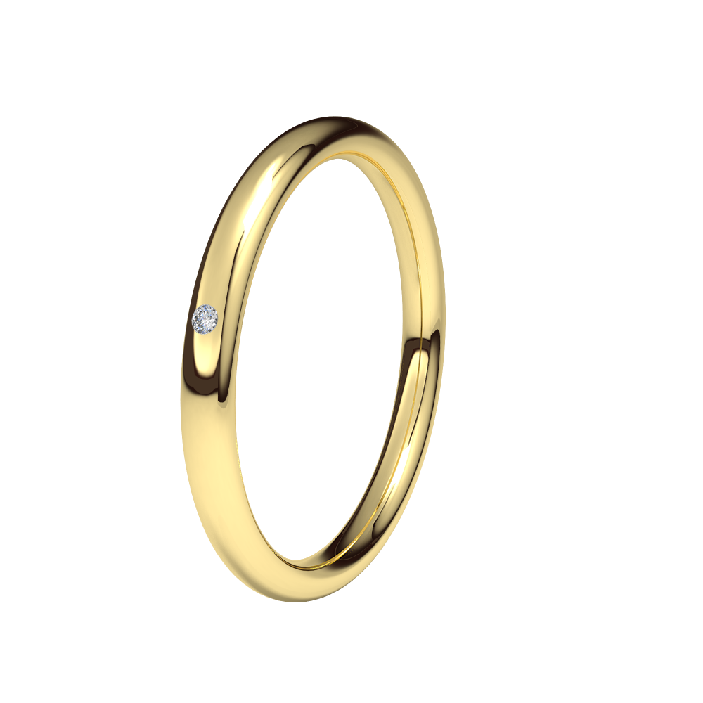 Alianza Oro 2mm ancho con 1 Diamante HVS 0,005ct