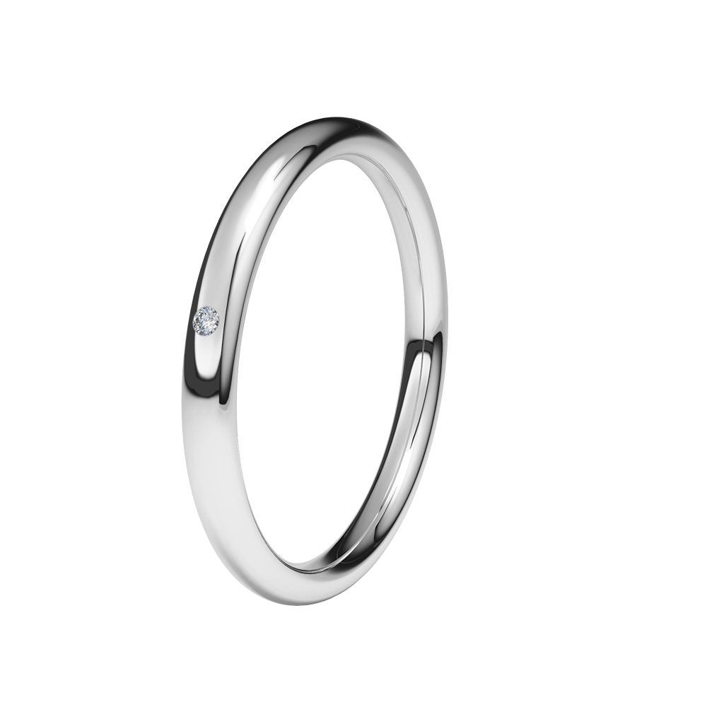Alianza Oro 2mm ancho con 1 Diamante HVS 0,005ct