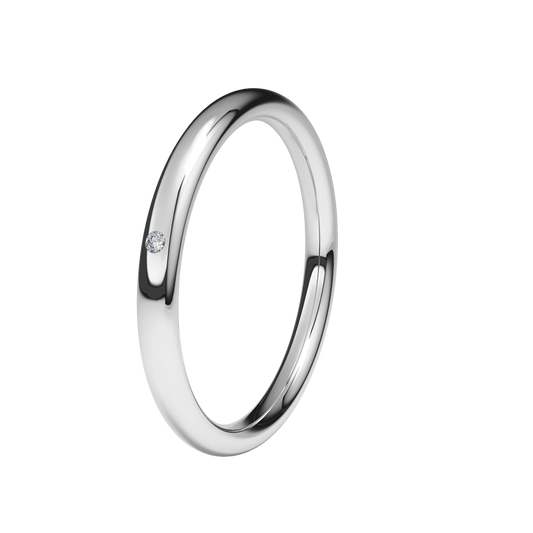 Alianza Oro 2mm ancho con 1 Diamante HVS 0,005ct