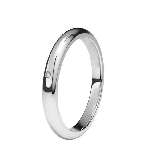 Alianza Oro 2,5mm ancho con 1 Diamante HVS 0,005ct