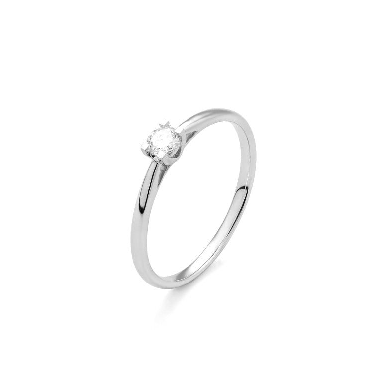 Solitario Oro Blanco 18K con diamante