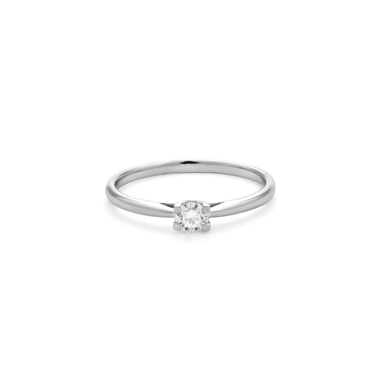 Solitario Oro Blanco 18K con diamante
