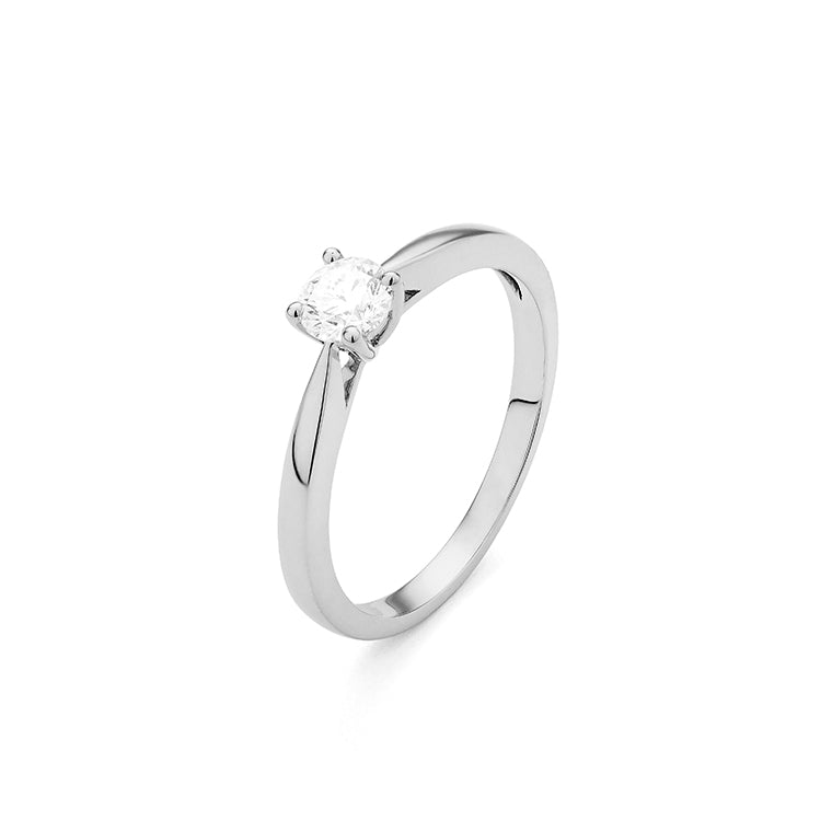 Solitario de oro blanco 18K con diamante