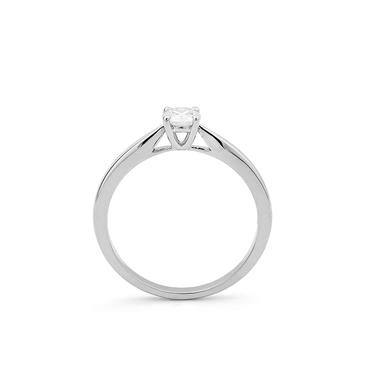 Solitario de oro blanco 18K con diamante