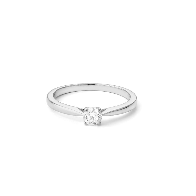 Solitario de oro blanco 18K con diamante