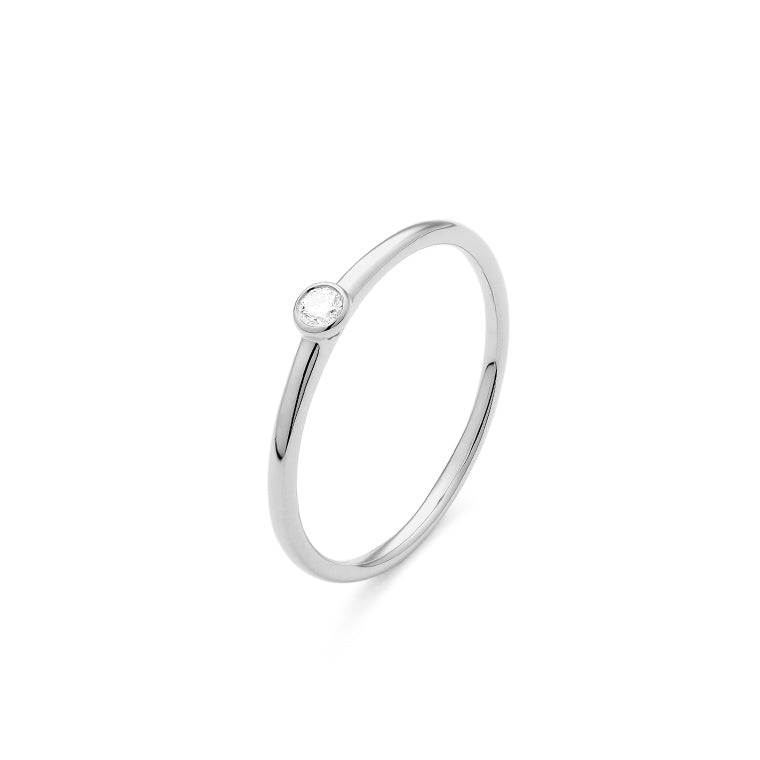Solitario Chatón Oro blanco 18K con diamante