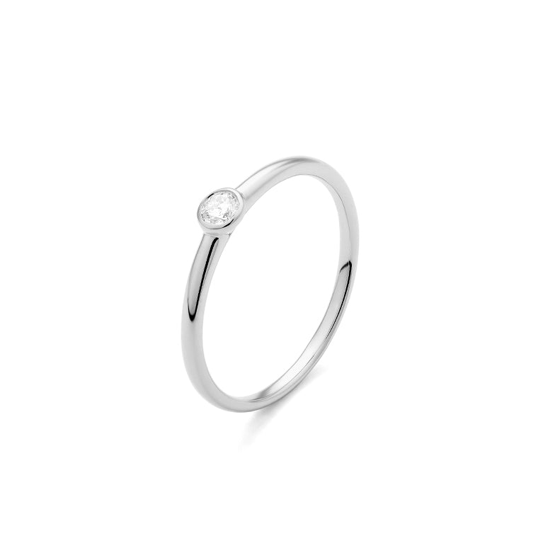 Solitario Chatón Oro blanco 18K con diamante