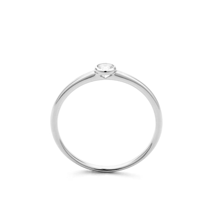 Solitario Chatón Oro blanco 18K con diamante