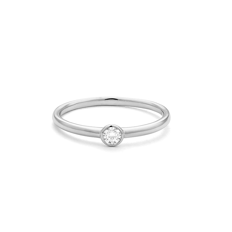 Solitario Chatón Oro blanco 18K con diamante