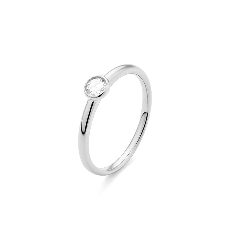 Solitario Chatón Oro blanco 18K con diamante