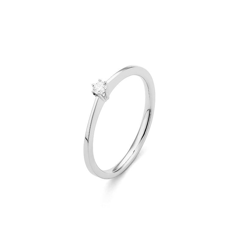 Solitario de oro blanco 18K con diamante