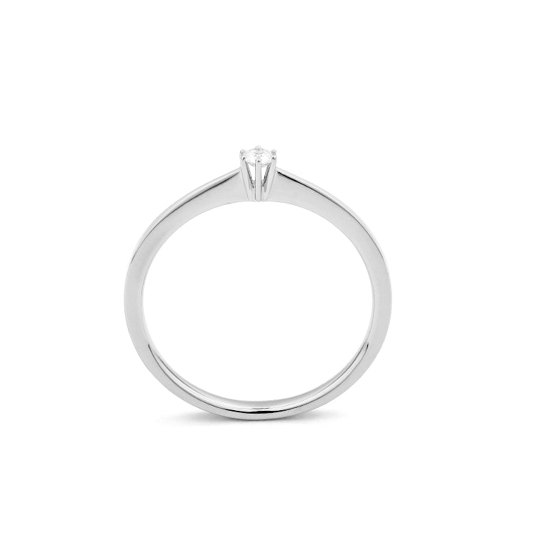 Solitario de oro blanco 18K con diamante