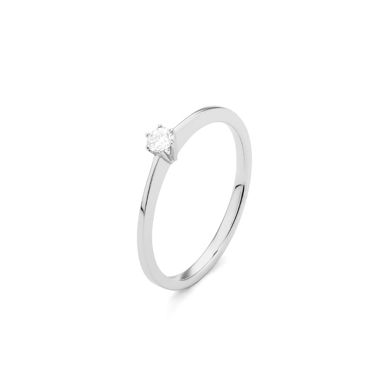 Solitario de oro blanco 18K con diamante