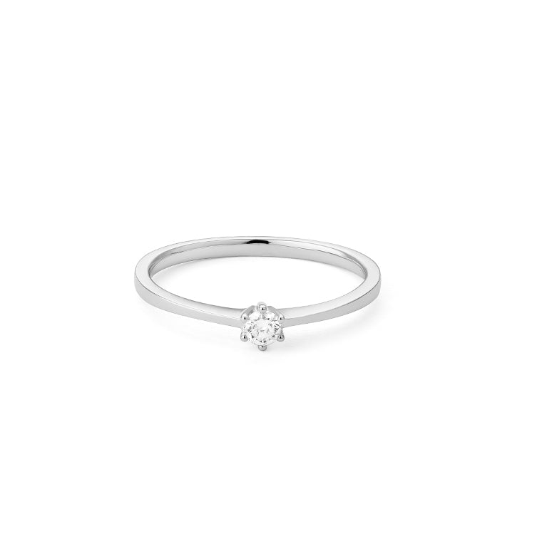 Solitario de oro blanco 18K con diamante
