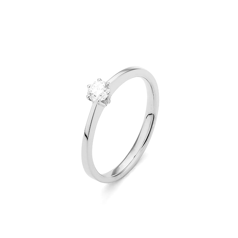 Solitario de oro blanco 18K con diamante