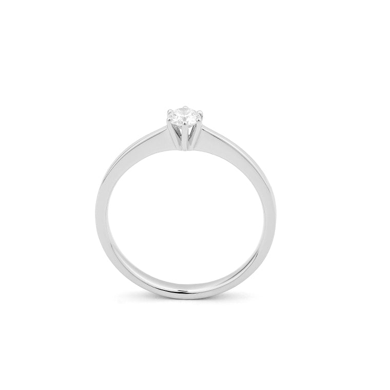 Solitario de oro blanco 18K con diamante