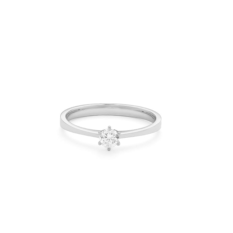 Solitario de oro blanco 18K con diamante