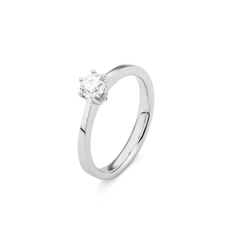 Solitario de oro blanco 18K con diamante