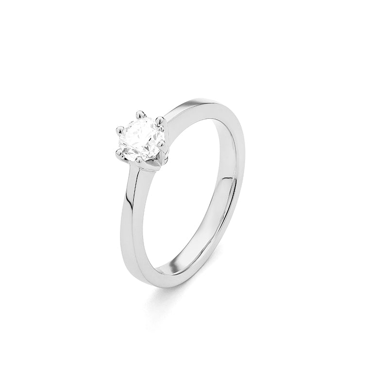 Solitario de oro blanco 18K con diamante