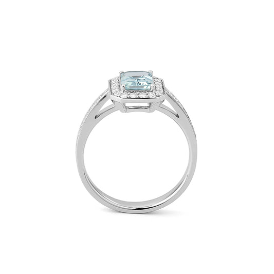 Anillo Aguamarina y diamantes