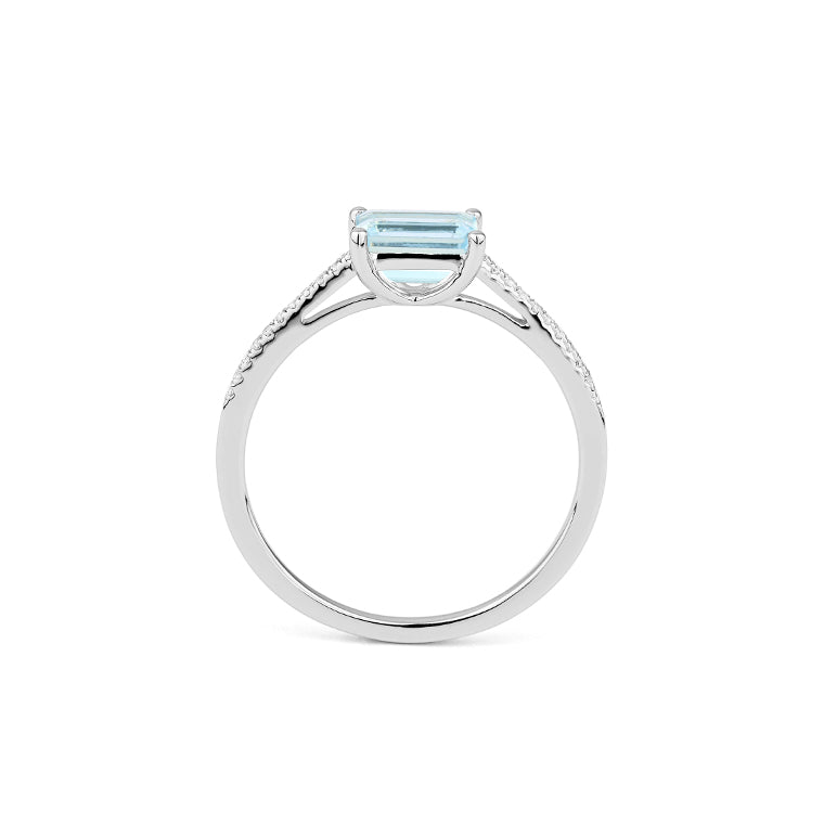 Anillo Aguamarina y Diamantes