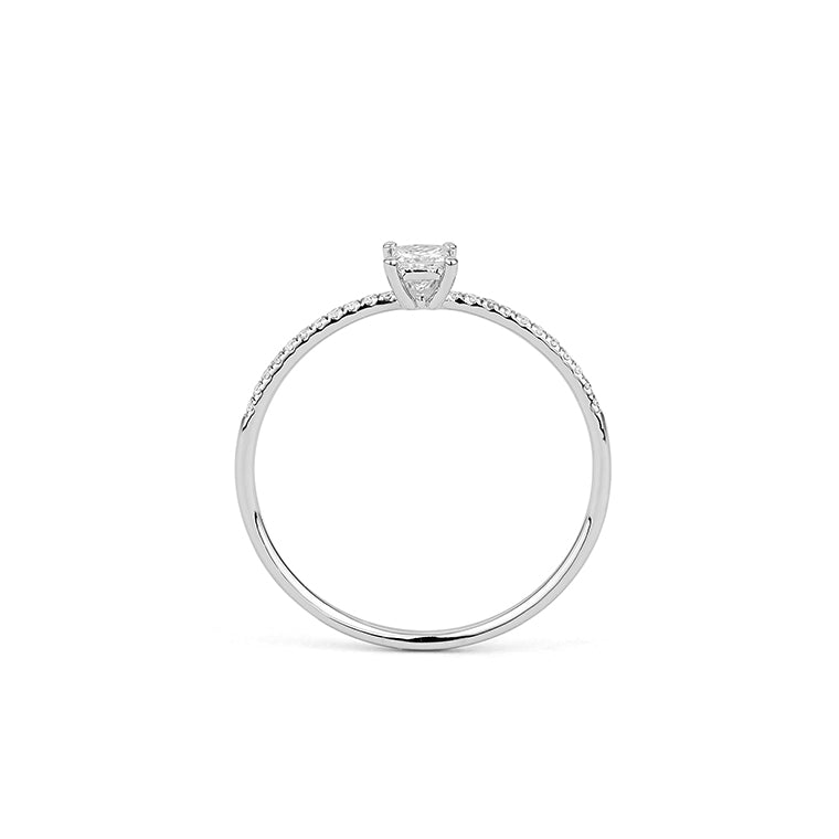 Anillo Solitario acompañado con Centro Diamante Princesa