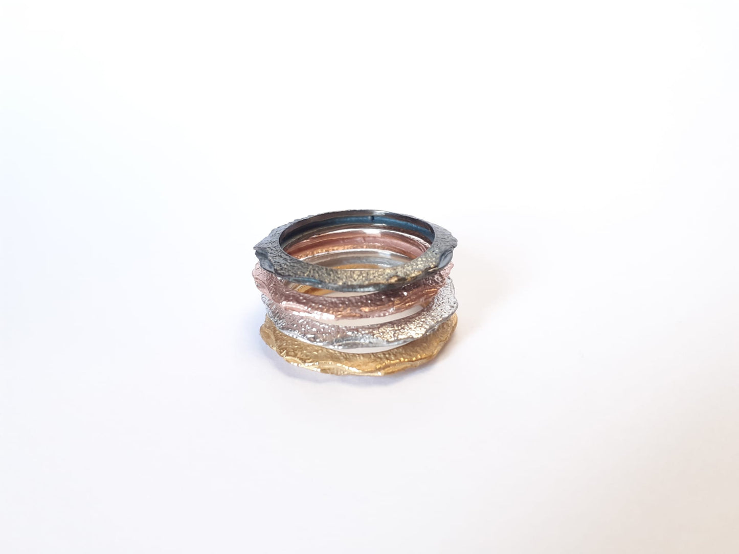 Anillo pequeño Noche baño rodio gris