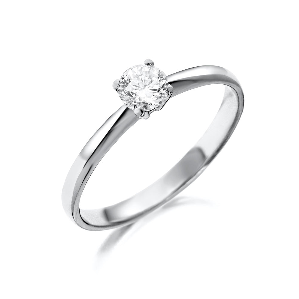 Solitario de oro blanco 18K y diamante
