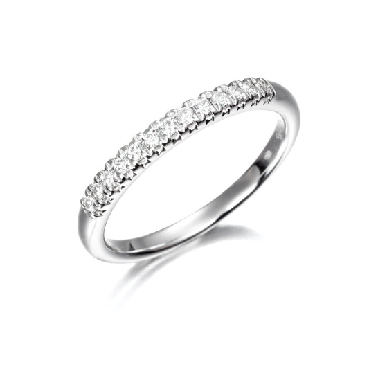 Anillo media alianza oro blanco 18 kilates y diamantes