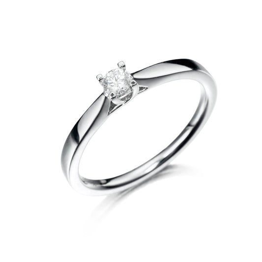 Solitario de oro 18K con diamante 0,15cts en solitario