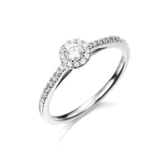 Anillo de oro 18K con diamantes en orla 0.26cts