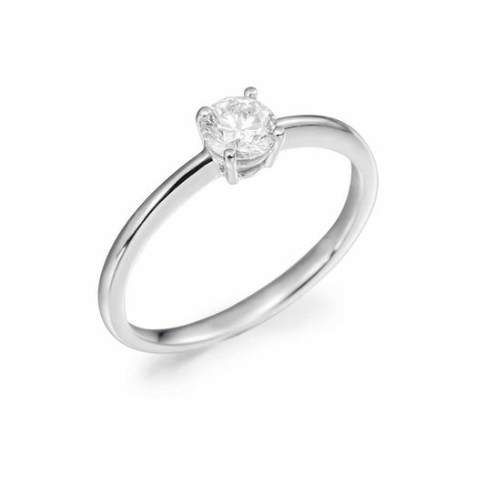 Solitario de oro blanco 18K y diamante 0,42cts