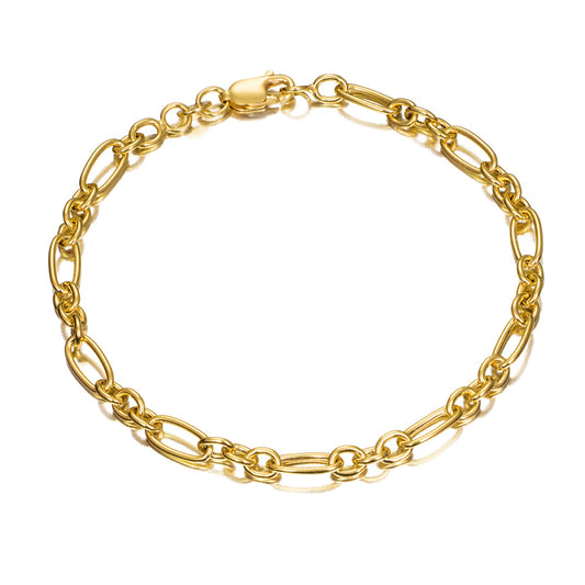 Pulsera de oro 18K estilo 3x1 de eslabones ovalados