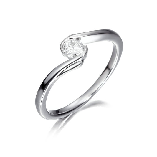 Anillo solitario de oro 18K y diamante de 0.22 quilates