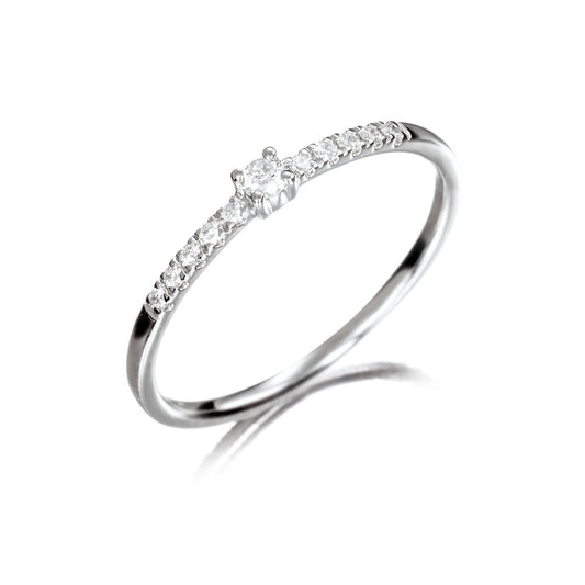 Anillo solitario de oro 18K con diamantes de 0.12 quilates