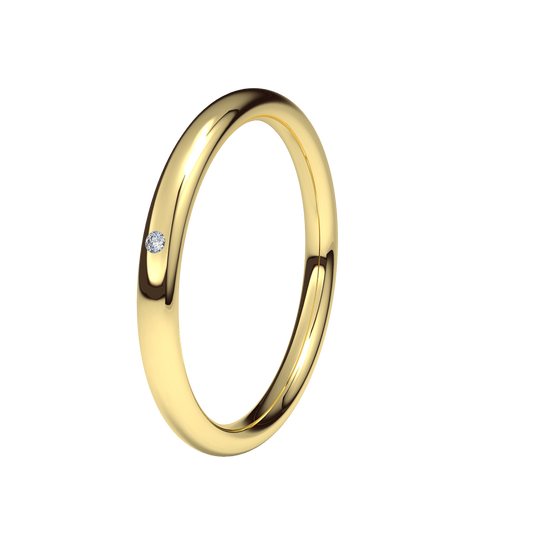 Alianza Oro 2mm ancho con 1 Diamante HVS 0,005ct