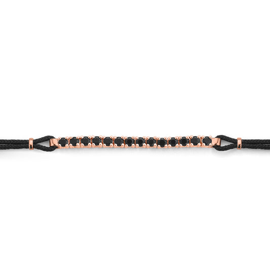 Pulsera tramo Rivière Oro rosa y espinelas negras