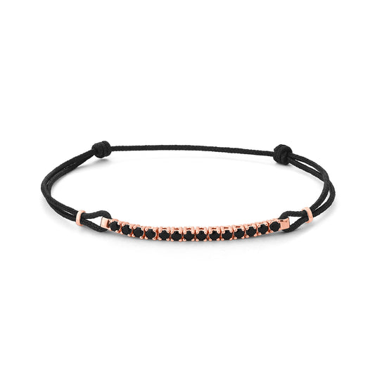 Pulsera tramo Rivière Oro rosa y espinelas negras