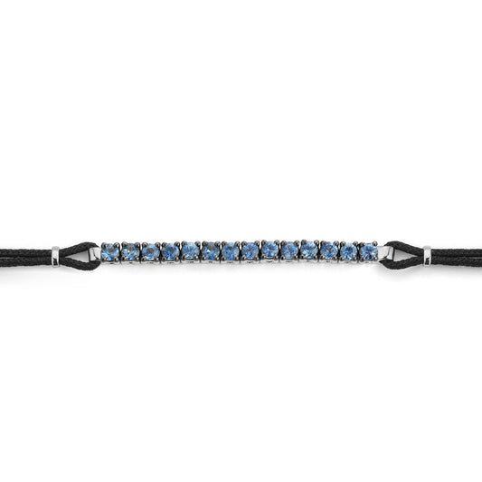 Pulsera tramo Rivière Oro blanco y zafiros azules