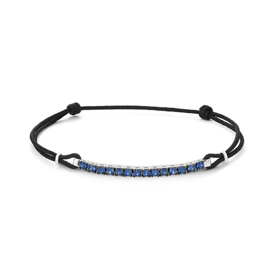 Pulsera tramo Rivière Oro blanco y zafiros azules
