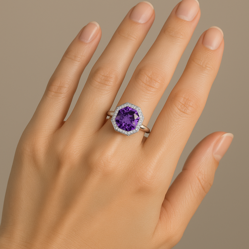 Anillo Piedra de color a tu elección y diamantes
