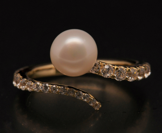 Anillo Diamantes y Perla